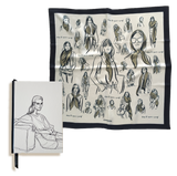 Silk scarf + Sketch Book gift set