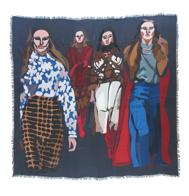 RED BLUE RUNWAY large cashmere-blend scarf