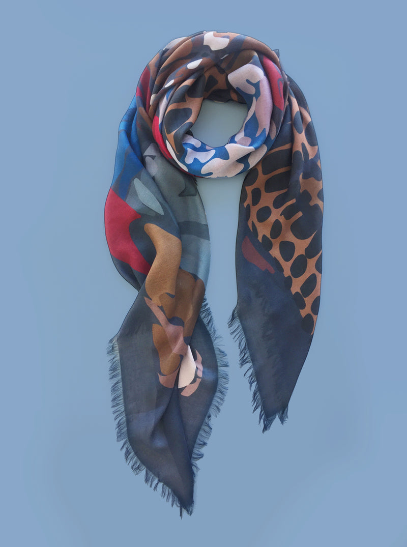 RED BLUE RUNWAY large cashmere-blend scarf