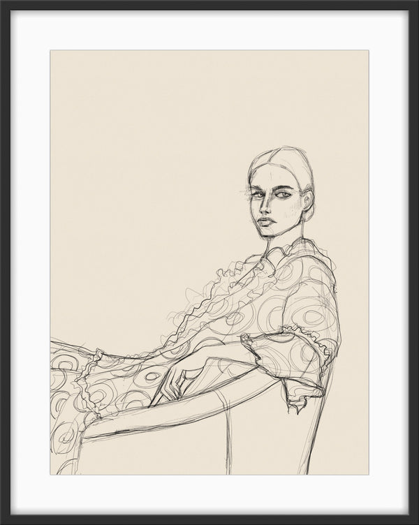 'SKETCH OF GIRL IN CHAIR' giclée print
