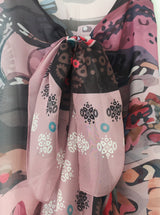 STRAWBERRY & CHOCOLATE silk chiffon scarf/sarong